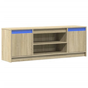 Mobile TV multimediale mensola TV credenza mobile TV sala da pranzo soggiorno camera da letto con illuminazione a LED rovere Sonoma 139,5 x 34 x 50 cm legno ingegnerizzato marrone 02_0026485