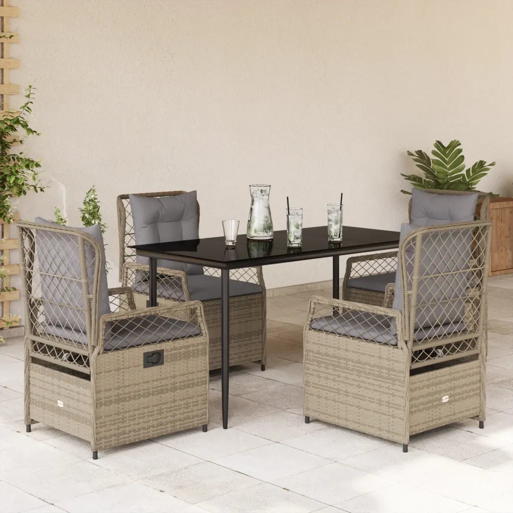 Set da Pranzo da Giardino 5 pz con Cuscini Beige in Polyrattan 3263001