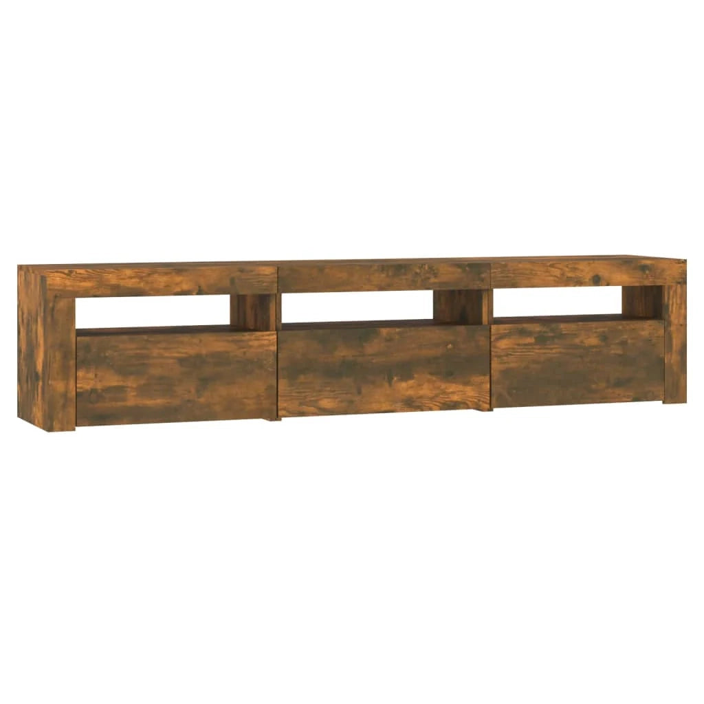 Mobile TV multimediale scaffale TV credenza mobile TV per sala da pranzo soggiorno camera da letto con luci a LED rovere affumicato 180 x 35 x 40 cm marrone 02_0026725