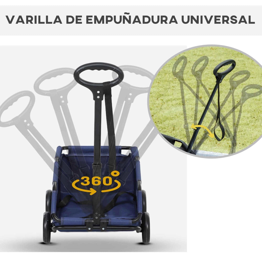Trasportino per Animali Domestici con Cuscino e Ruote ¨C zephmum ¨C 53x45x28 cm Blu Scuro