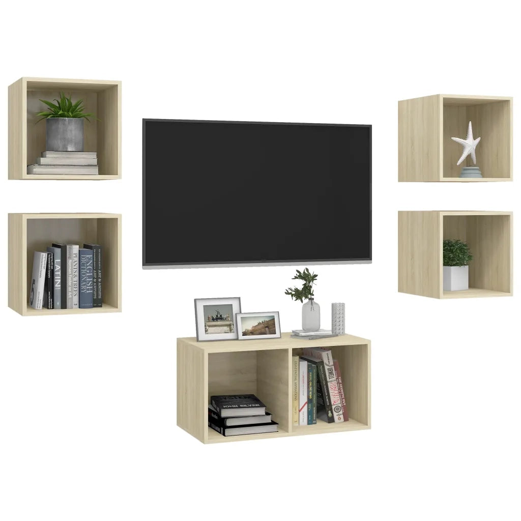 Set Porta TV 5 pz Rovere Sonoma in Truciolato cod mxl 59215