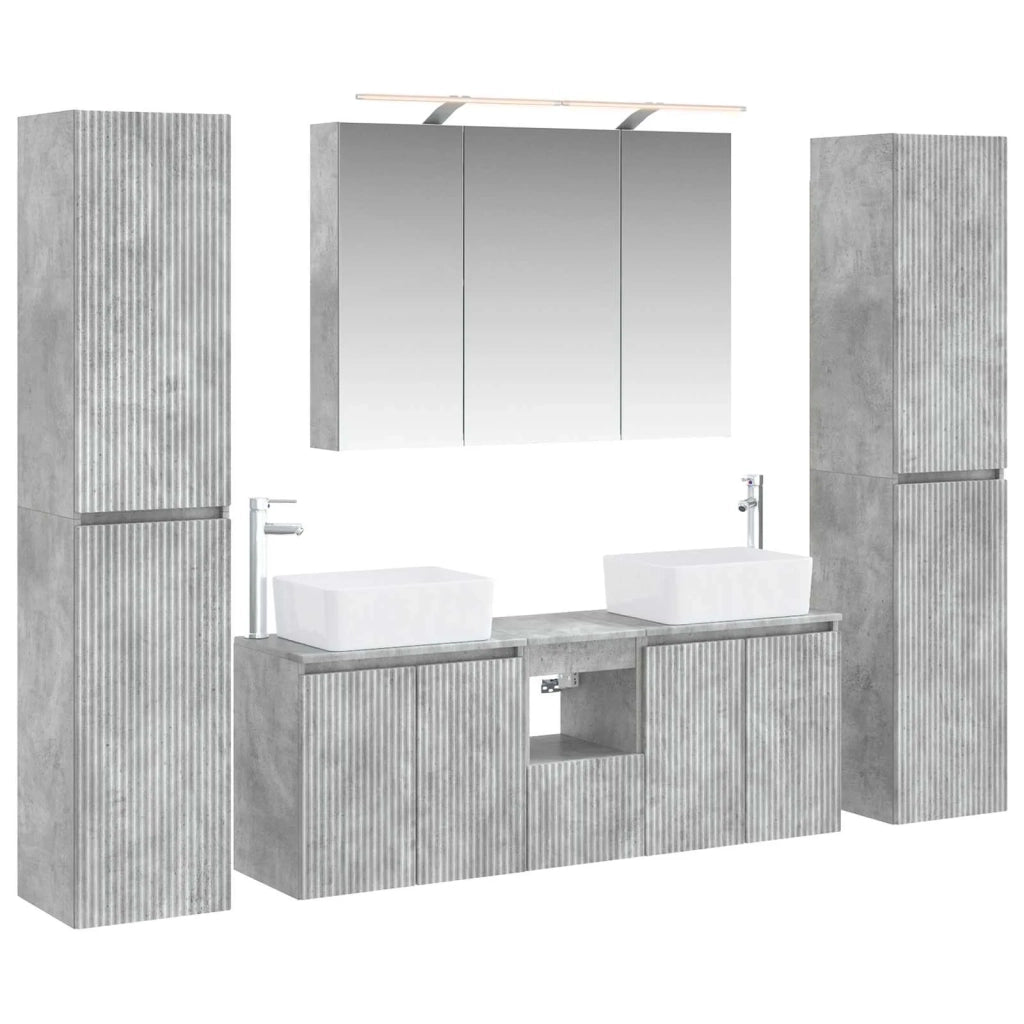 Set di mobili per il bagno 6 pcs Grigio Cemento 3407226