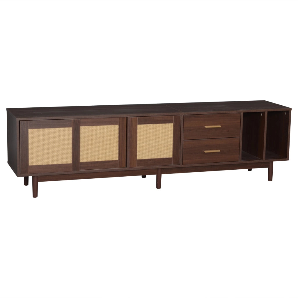Mobile TV con Cassetti e Ripiani ¨C MINIMAL ¨C Marrone, Rattan/MDF, 190x40x52 cm