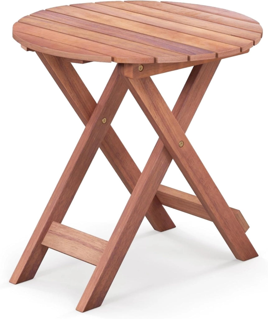 Tavolino Laterale da Giardino in Legno, Tavolino Pieghevole con Piano Traforato e Maniglia Sollevabile, Tavolino da Caffè per Interni ed Esterni con Manico per Casa, Piscina, Patio(Modello 1)