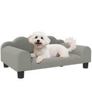 Cuccia Divano per Cani con Braccioli 66x42x28,5 cm in Tessuto French Terry Grigio