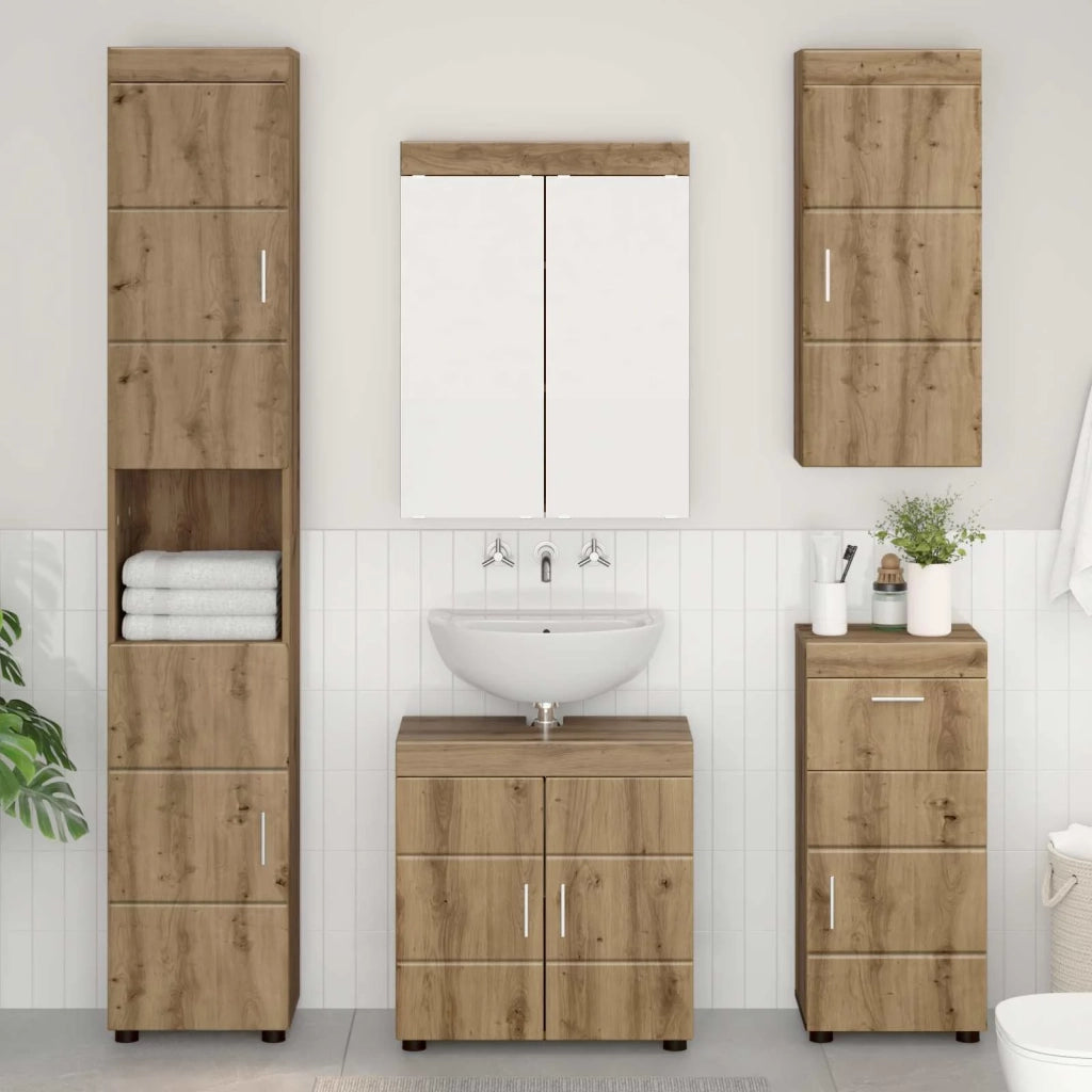 Armadio da bagno a muro con porta TULUM Rovere artigianale 880340