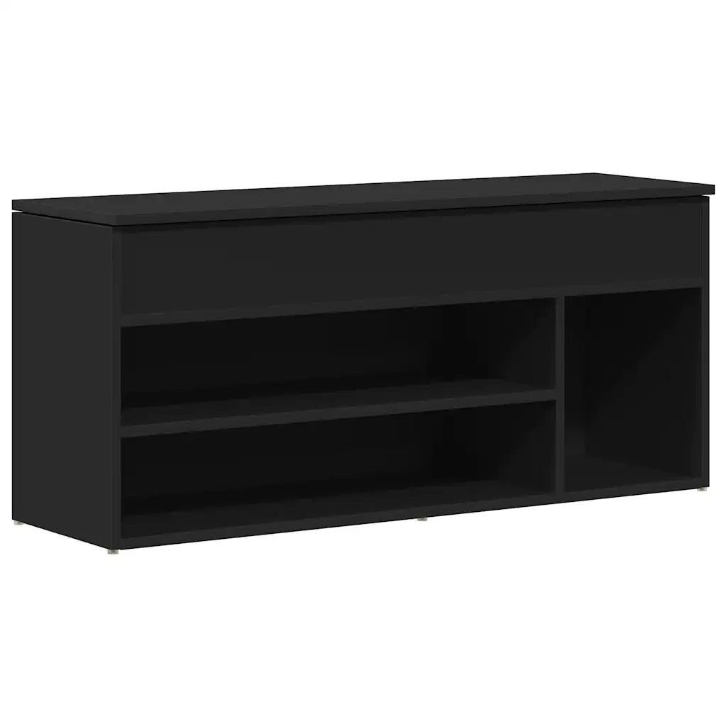 Panca Porta Scarpe | Scarpiera | Mobile per scarpe Nera 102x30,5x45 cm in Legno Multistrato