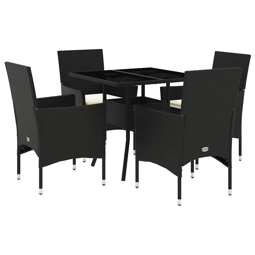Set da Pranzo da Giardino con Cuscini 5 pz | Set Salotto da Giardino Polyrattan e Vetro