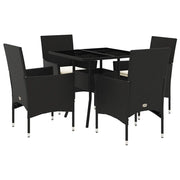Set da Pranzo da Giardino con Cuscini 5 pz | Set Salotto da Giardino Polyrattan e Vetro