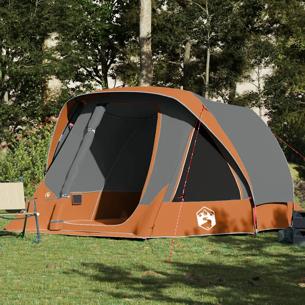 vidaXL Tenda Familiare Cabina 6 Persone Grigia Arancione Impermeabile
