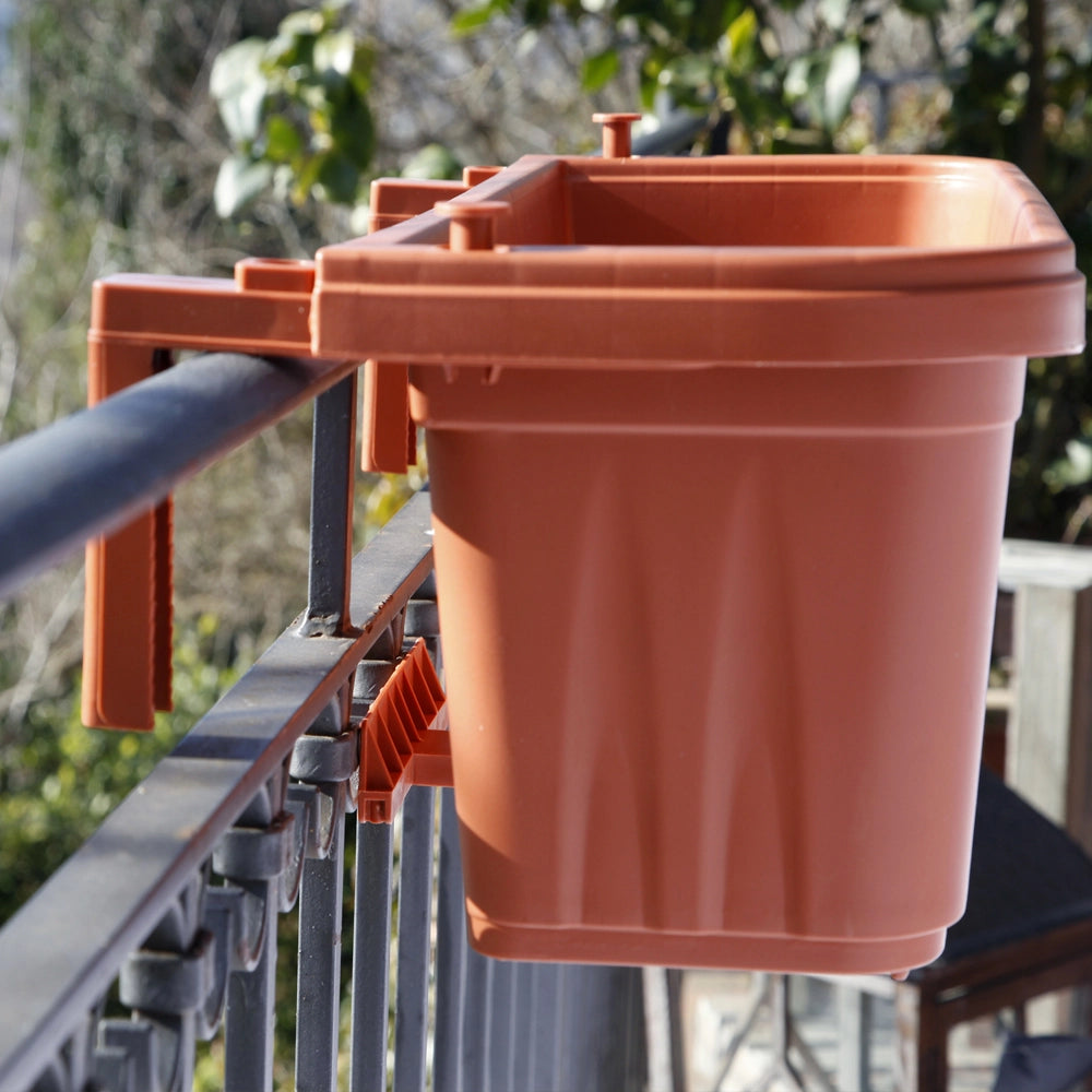 Rondine 50 - set di 3 balconiere da 50cm con agganci regolabili e riserva d'acqua Terracotta