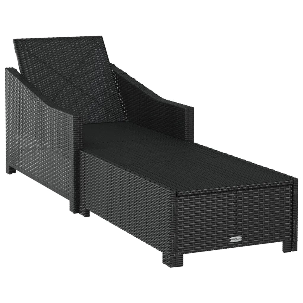 Lettino Prendisole | Sdraio da giardino | Lettino da sole con Cuscino Bianco Crema in Polyrattan Nero