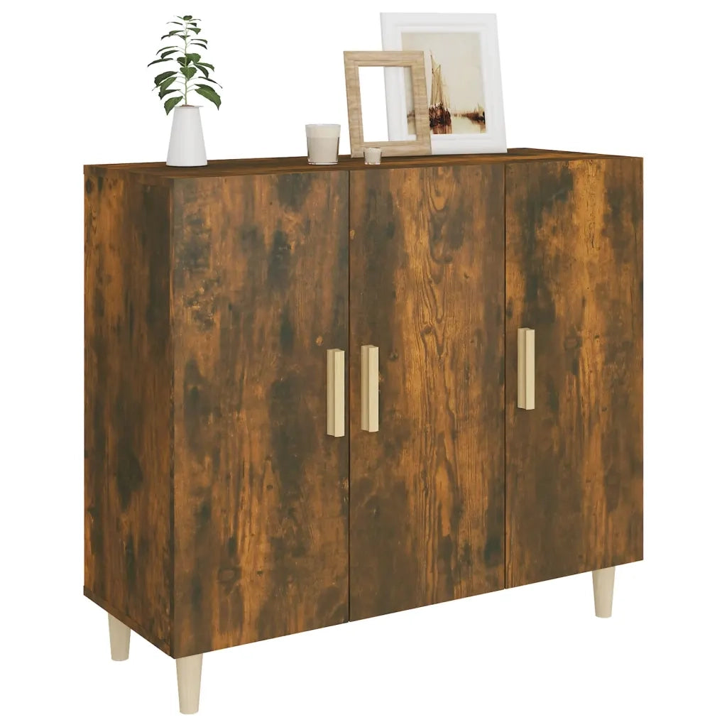 Credenza-Buffet-Armadio da cucina Rovere Fumo 90x34x80 cm in Legno Multistrato 711869