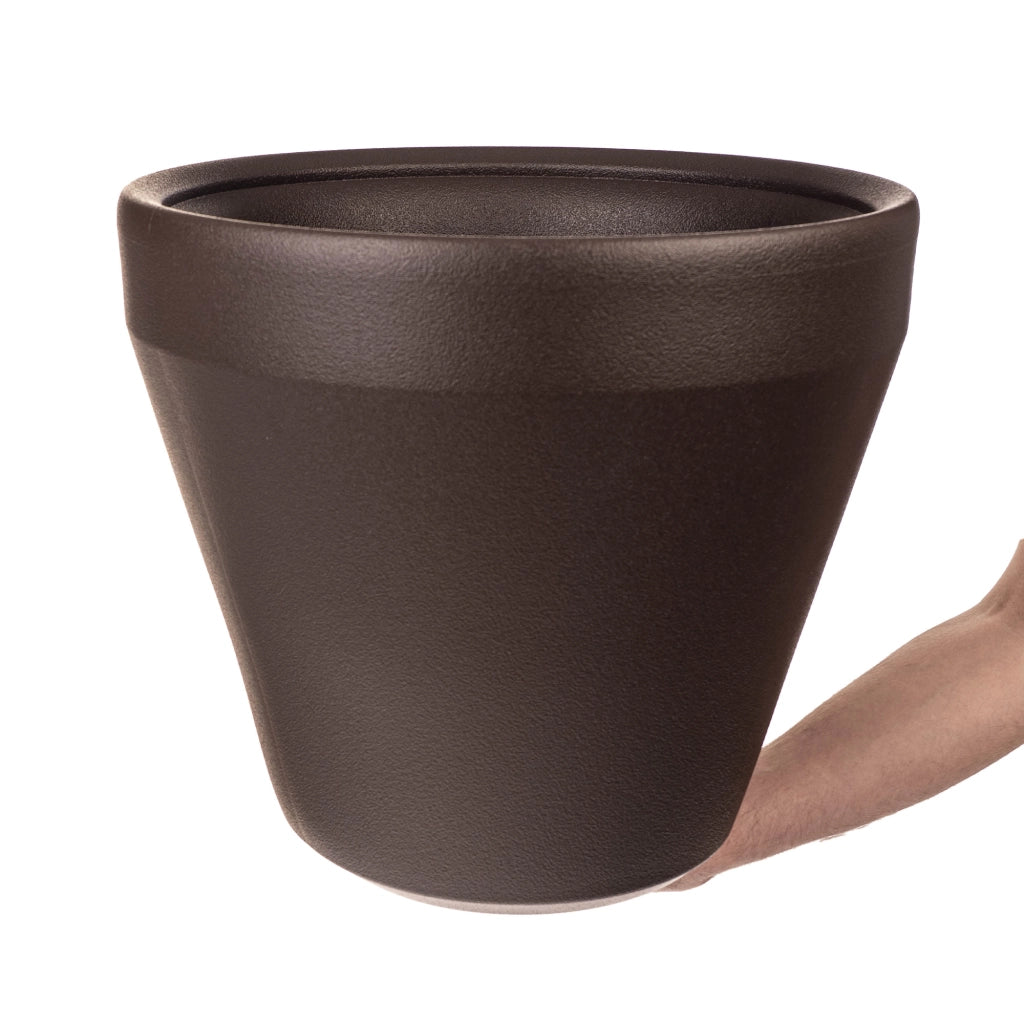 Vaso da fiori rotondo grande KADAX per giardino e terrazzo, marrone, 46 cm