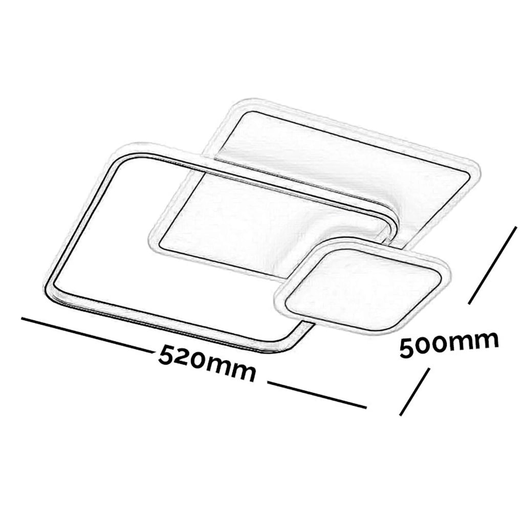 Lampada soffitto geometrica plafoniera moderna LED 48W 3 quadrati luminosi luce parete bagno cucina ufficio 230V 3000K