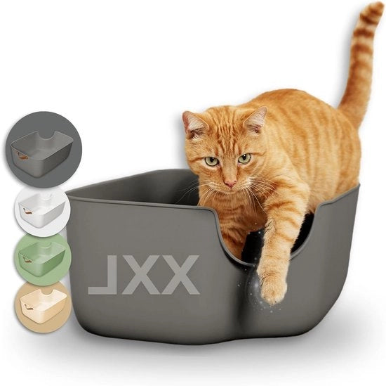 Scatola per Gatti - Design Moderno per Gatti - Dimensione Grande con Muri Altissimi - Progettata per Accesso Facile | Opzioni di Cassetto e XL Disponibili (Grigio)