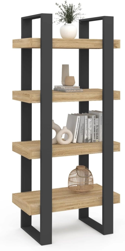 Scaffale a 4 livelli in legno e nero PHOENIX