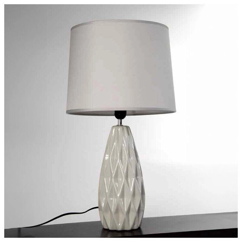 LAMPADA DA TAVOLO CON BASE IN CERAMICA 34X34X62.5 IN COLORE TORTORA