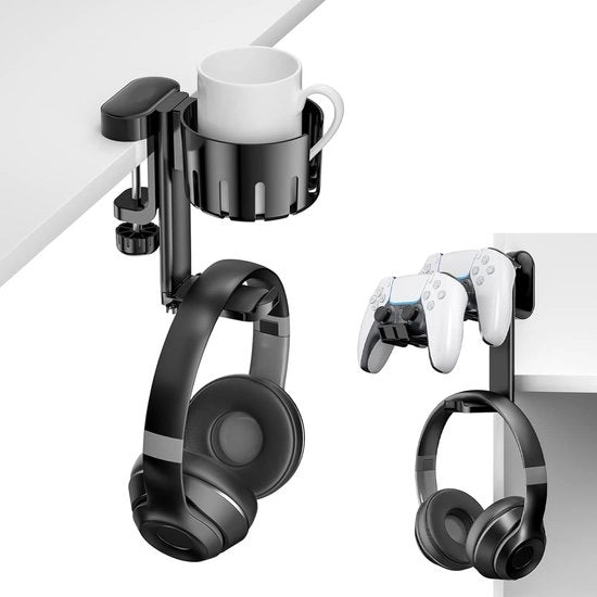 Supporto per Telefono con Funzione di Regolazione 3-in-1 con Viti per Scrivania - Orecchino per Controller e Bicchiere - Compatibile con Tutti i Modelli