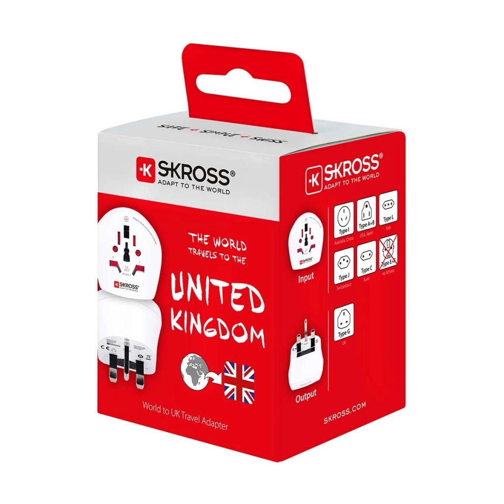Adattatore da viaggio World Plug per il Regno Unito 12A Bianco Skross
