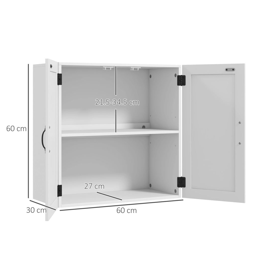 Mobiletto Pensile Bagno in Legno con Ripiano Regolabile ¨C zephmum ¨C Bianco 60x30x60