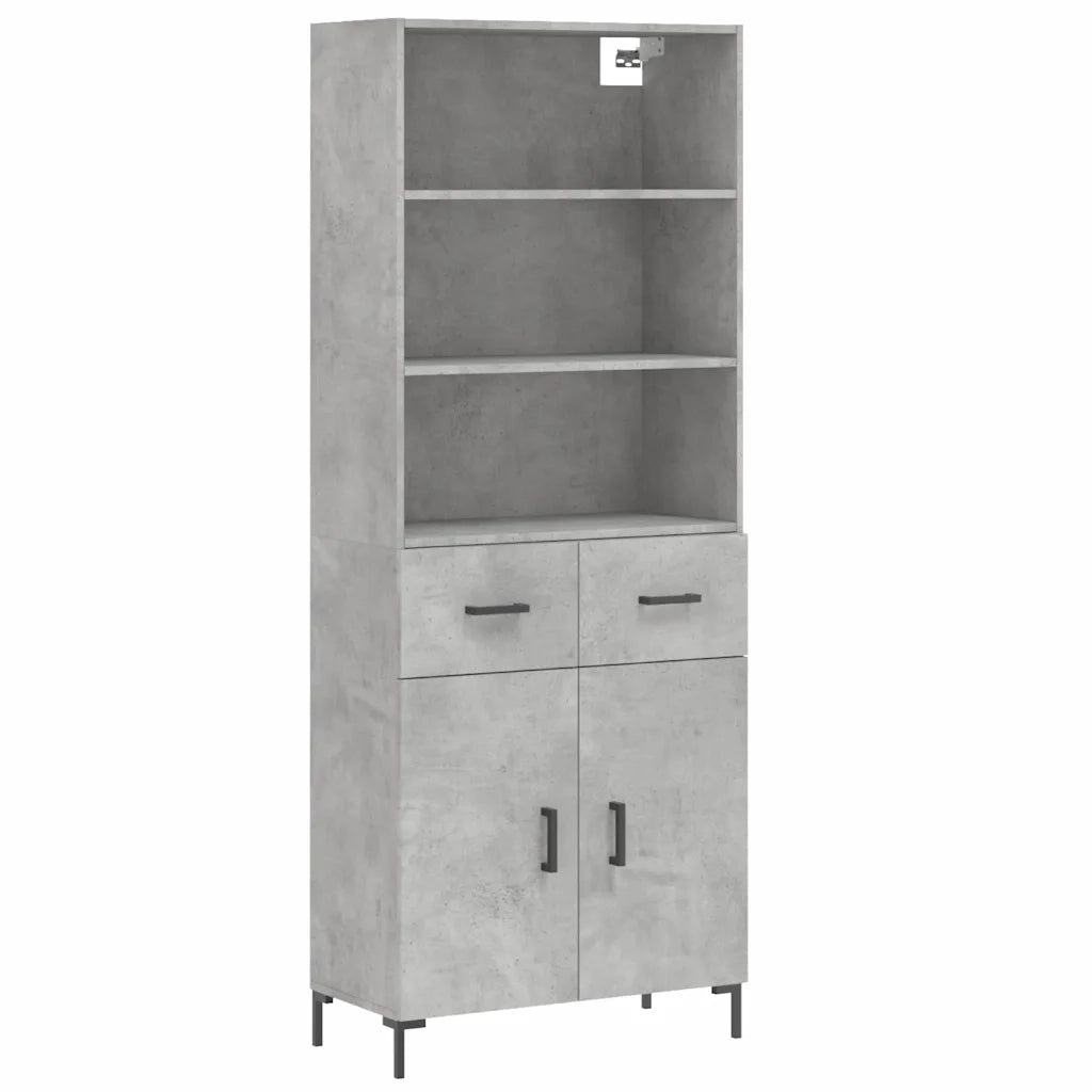 Credenza-Buffet-Armadio da cucina Grigio Cemento 69,5x34x180 cm in Legno Multistrato 529244