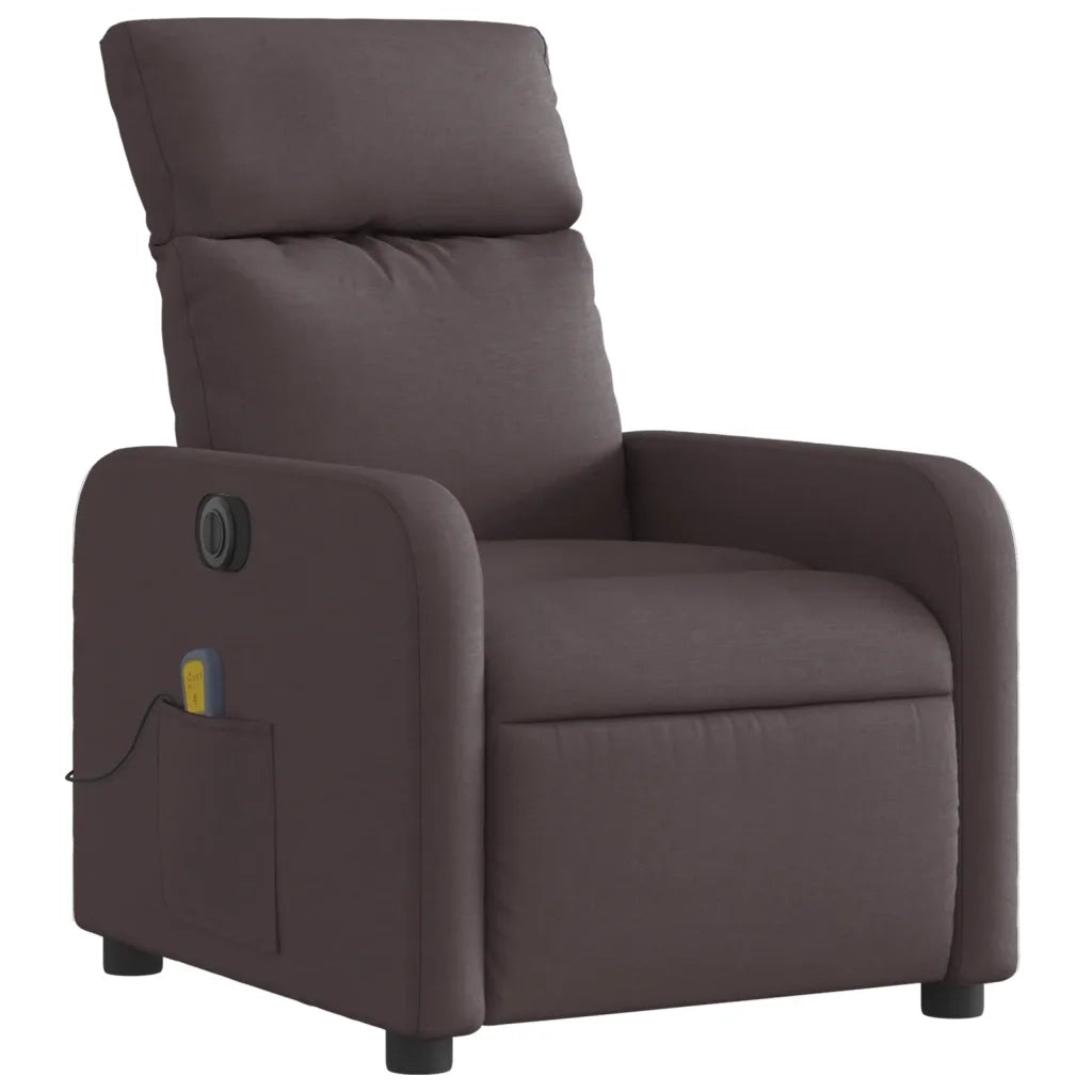 Poltrona Massaggio Reclinabile Elettrica Marrone Scuro Tessuto 3206695