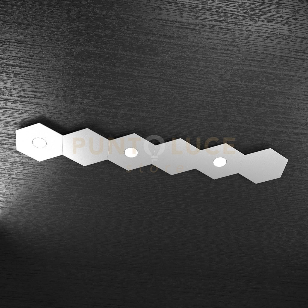 HEXAGON APPLIQUE-PLAFONIERA 3 LUCI + 3 DECORATIVO GRIGIO 1142-3L3D-GR