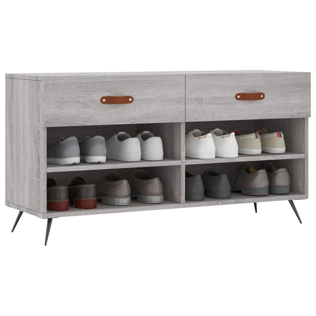 Panca Porta Scarpe-Sgabello-Panca Scarpiera Grigio Sonoma 102x35x55 cm Legno Multistrato 332367