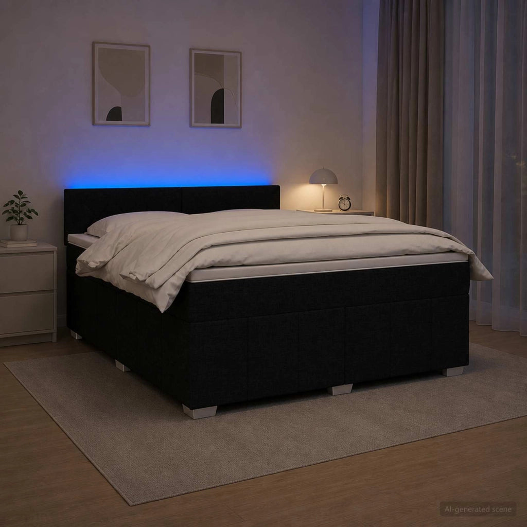 Letto box spring con materasso Nero 140 x 190 cm Tessuto 3452679