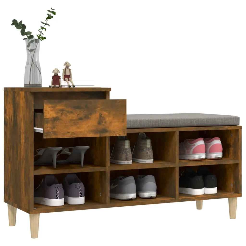 Scarpiera-Scaffale per scarpe Rovere Fumo 102x36x60 cm in Legno Multistrato 197673