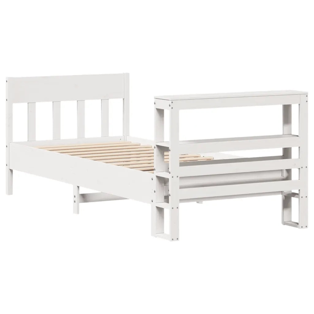 Letto senza Materasso Bianco 90x190 cm in Legno Massello Pino 3306286