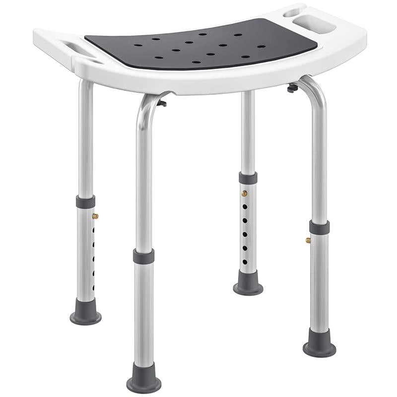 SGABELLO DA DOCCIA IN LEGA DI ALLUMINIO E PLASTICA ANTISCIVOLO, ALTEZZA REGOLABILE 6 LIVELLI 39-52CM, GRIGIO