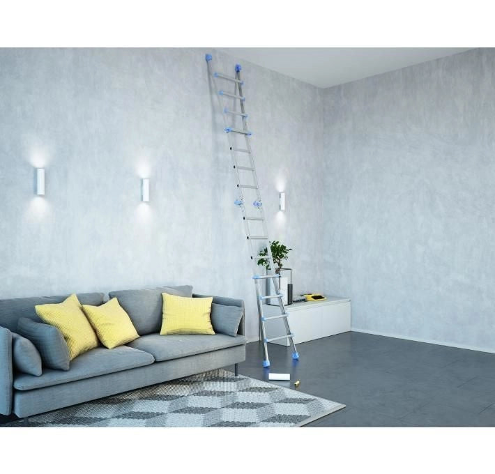 Colombo New Scal Eiffel – Scala Pieghevole a Sfilo 10 Gradini in Alluminio, Altezza Max 460 cm, Portata 100 Kg, Piedini Antiscivolo, Garanzia 5 Anni, colore Acciaio inox