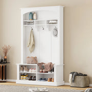 Set Ingresso con Panca, Scarpiera e Appendiabiti ¨C MINIMAL ¨C Bianco, 3 Ganci, H190/L120/P40 cm