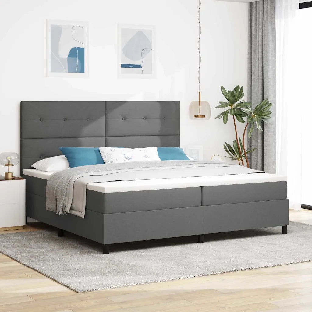 Letto a molle con materasso Grigio scuro 200 x 200 cm Tessuto 3339414
