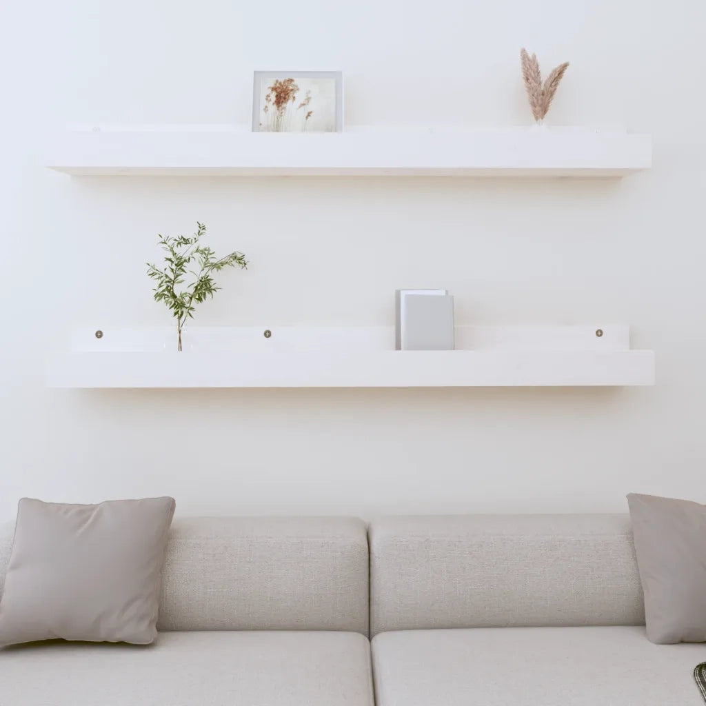 Mensole da Parete 2 pz Bianco 110x12x9cm Legno Massello di Pino cod mxl 32786