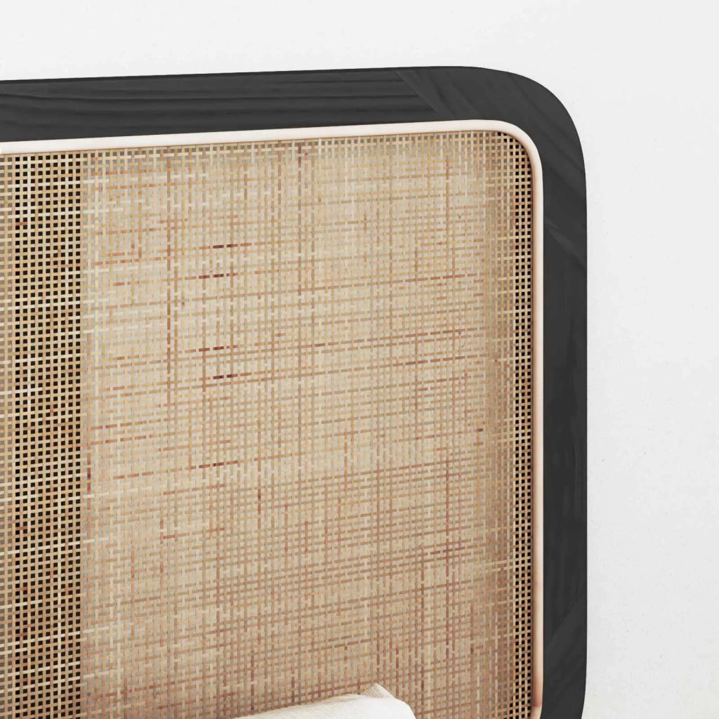 Testiera con testiera Nero 200 x 55 x 3 cm Rattan