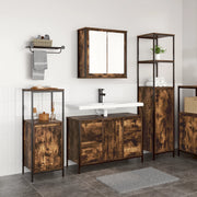 Set di Mobili da Bagno a 3 Pezzi in Legno ingegnerizzato Rovere Affumicato