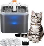 Fonte per animali da 2 litri con luce LED e filtro attivo a carbone attivo - Grigio