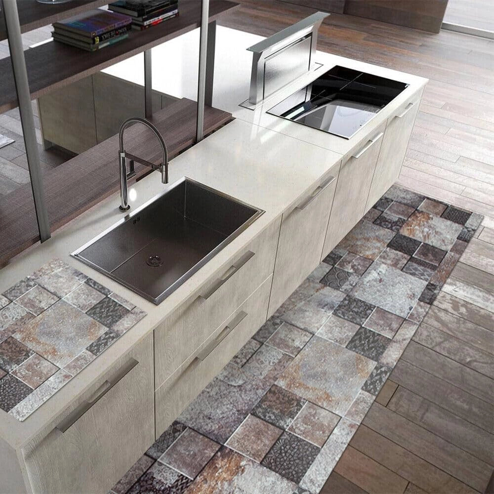 Tappeto Cucina Gomma Pvc 51x340 cm Antimacchia Passatoia Antiscivolo Antisfilo Lavabile Dis_C