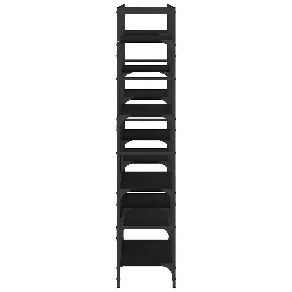 Libreria-Scaffale per Libri-Mobile di Stoccaggio Nera 160x28,5x136,5 cm in Legno Multistrato