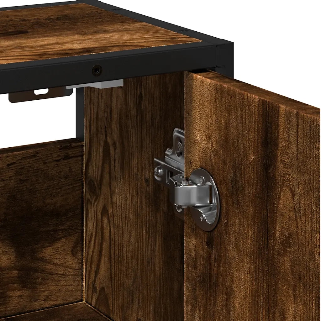 vidaXL Mobile Bagno Specchio Rovere Fumo 65x20x60 cm Legno Multistrato