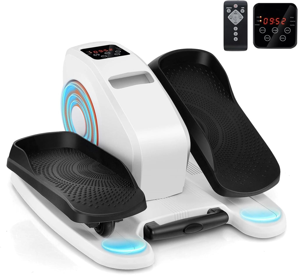 Pedaliera Elettrica Ellittica da Scrivania, Cyclette da Seduti per Gambe per Anziani con Monitor Display, Controllo Remoto, Esercitatore Silenzioso e Portatile per Casa e Ufficio