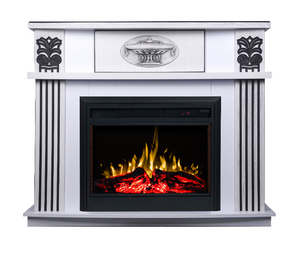 Camino Elettrico da Pavimento 112x142,8x38,5 cm Effetto Fiamma 1500W Roma & Carmen Bianco