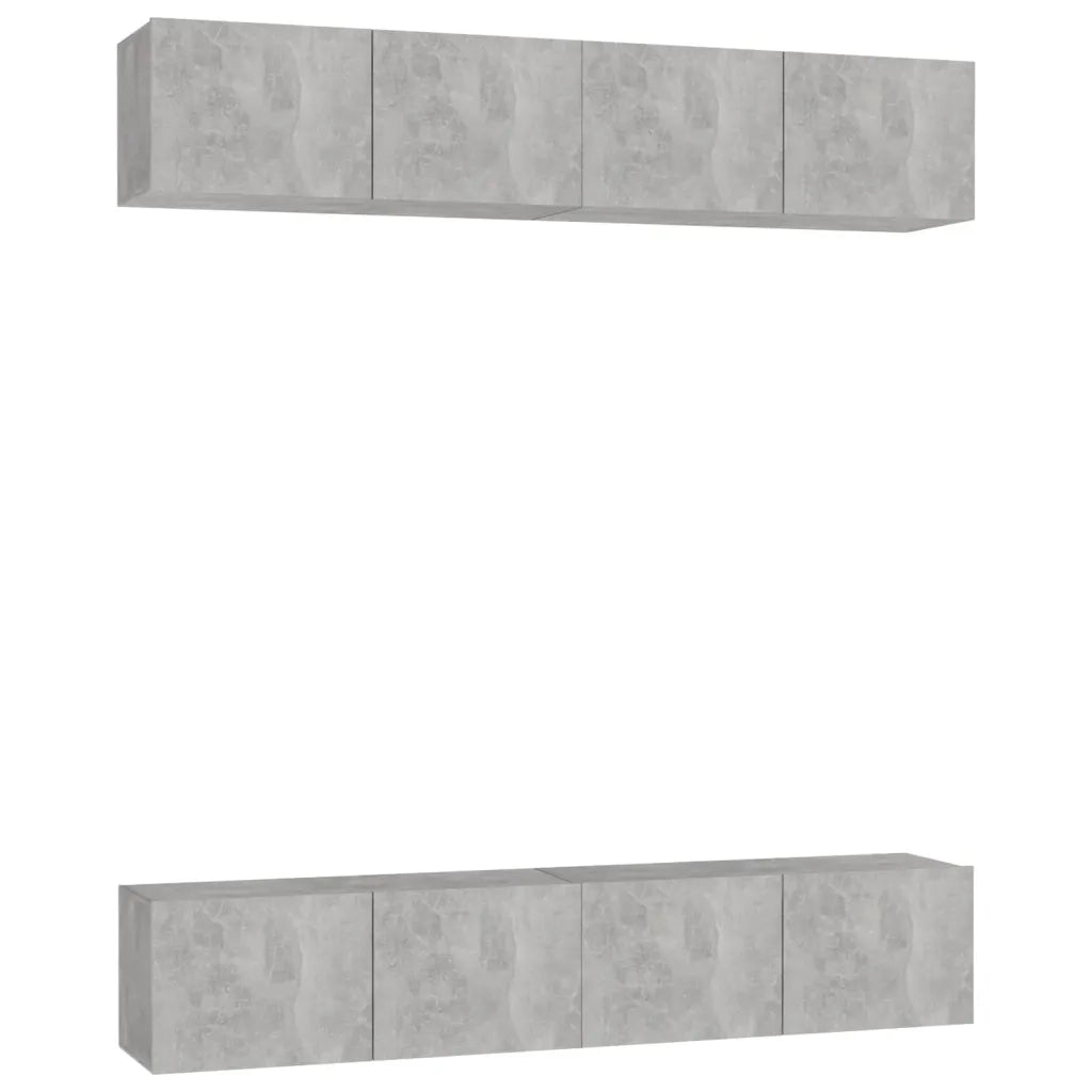 Mobili TV 4 pz Grigio Cemento 80x30x30 cm in Legno Multistrato 3079060