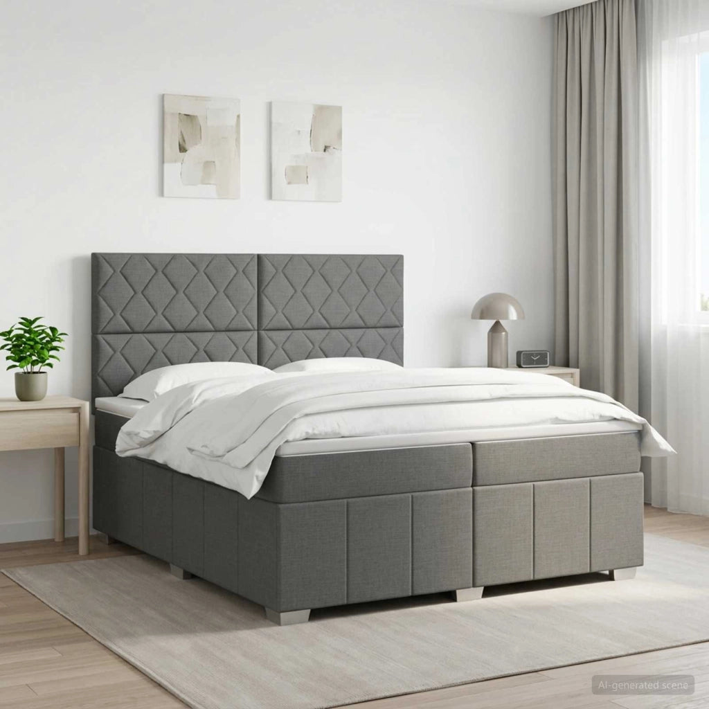 Letto box spring con materasso Grigio Scuro 200 x 200 cm 3454226