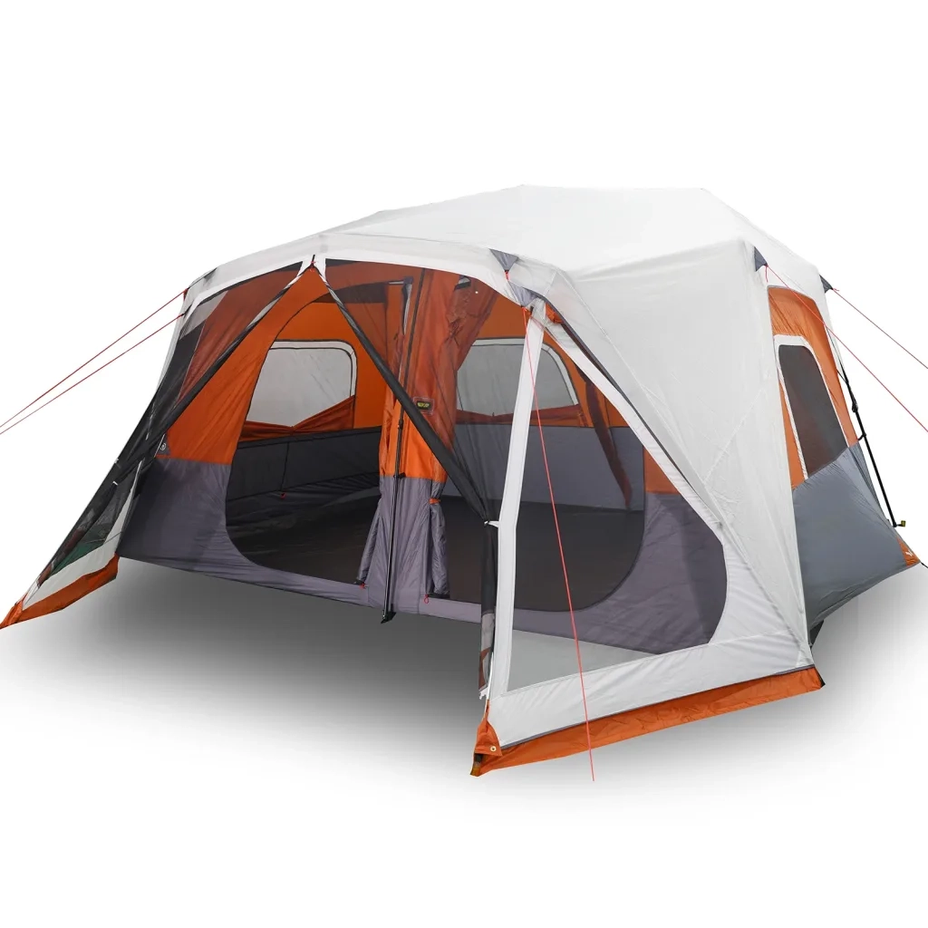 Tenda Famiglia LED 10 Persone Grigio/Arancione Rilascio Rapido 94303