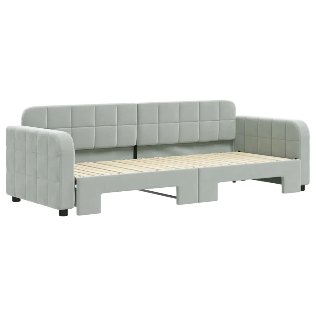 Divano letto | Sof¨¤ letto | Letto singolo Estraibile Grigio Chiaro 80x200 Velluto