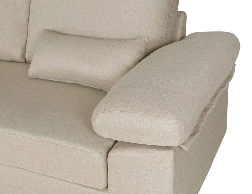 Divano angolare 3 posti con chaise longue sinistra tessuto beige - Washington - DI-WA11FBC-CLSX
